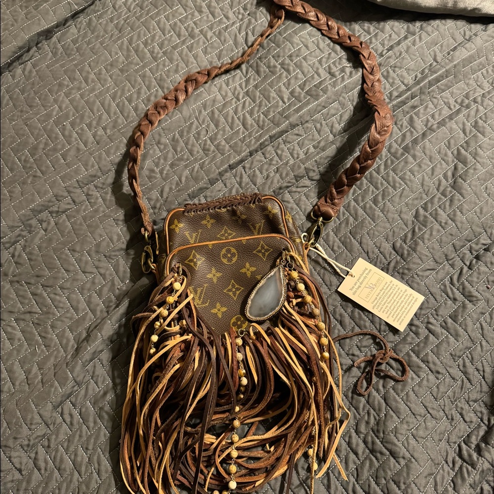 Vintage Boho Upcycled Crossbody LV with tags